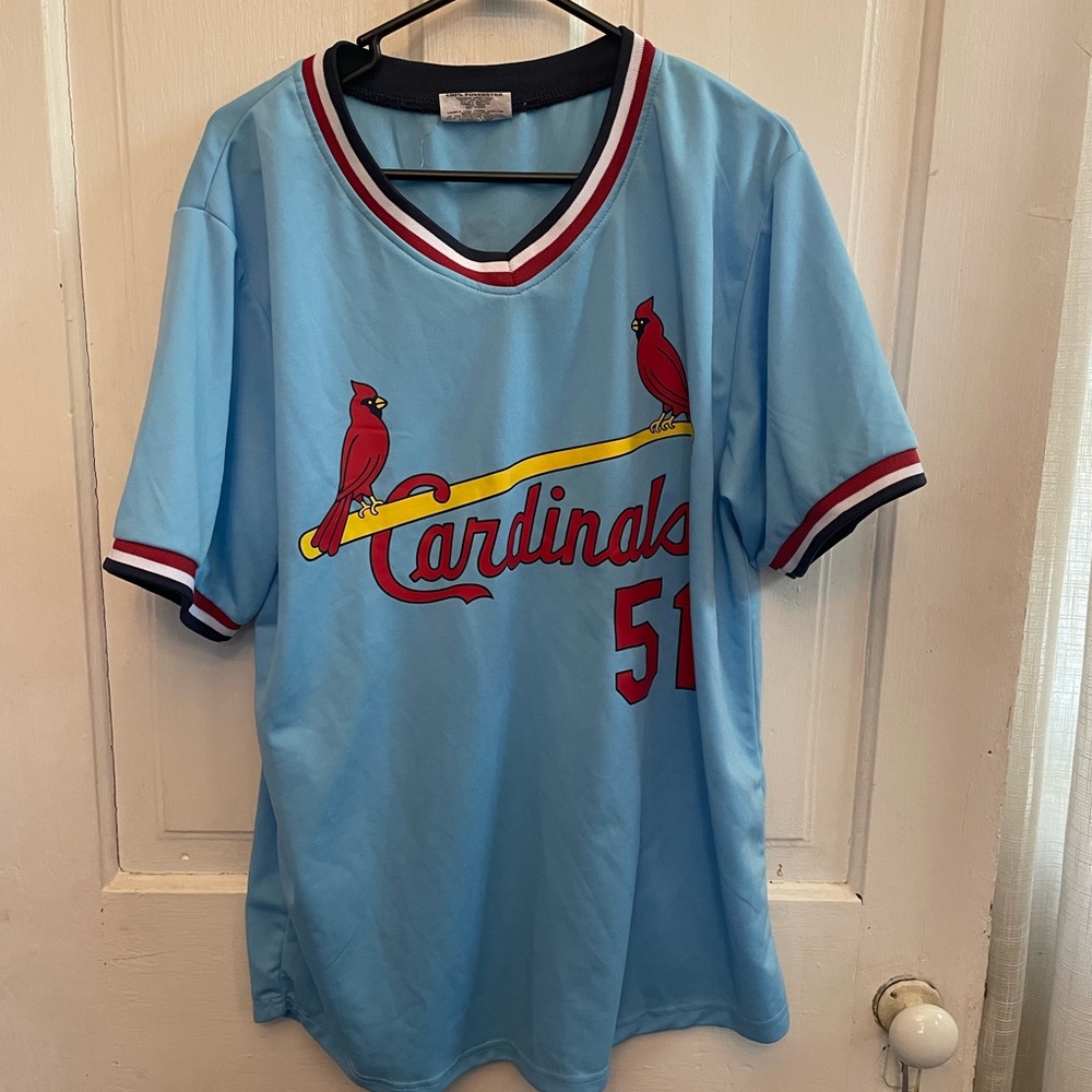 Cardinals Blue Baseball Jersey Mens XL